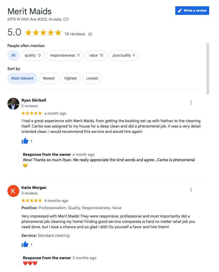 merit-maids-google-reviews