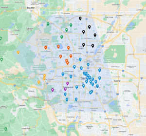 google map image of denver service area for fort myers